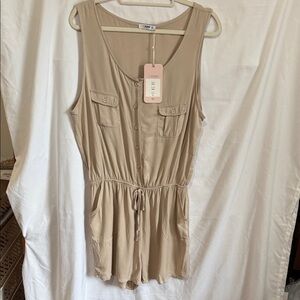 Ci Sono Beige Sleeveless Romper